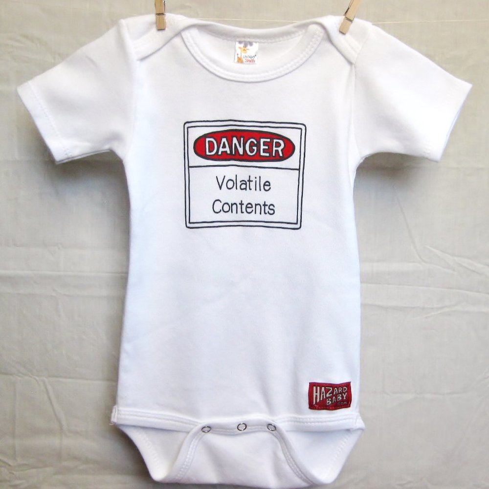 Hazard Baby Graphic One piece, White